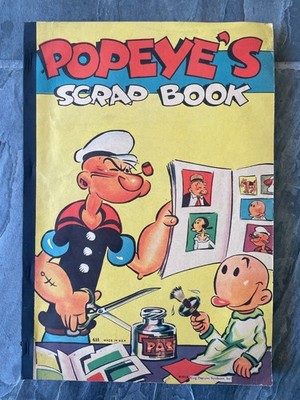 1929 Popeye's Scrap Book WHITMAN #633 KING FEATURES w/ c. 1940's Ephemera