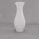 vtg Milk Glass Hobnail Hurricane Oil Lamp Chimney Shade 10" Ruffled 3" Fitter