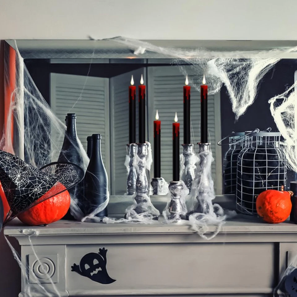 Halloween Flameless Taper Candles with Remote and Timer, Battery Operated 3D Wic - Image 4 of 4