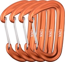 Carabiner Clips, 12 25 kN Aluminium D Ring Heavy Duty Lightweight Caribeaners fo