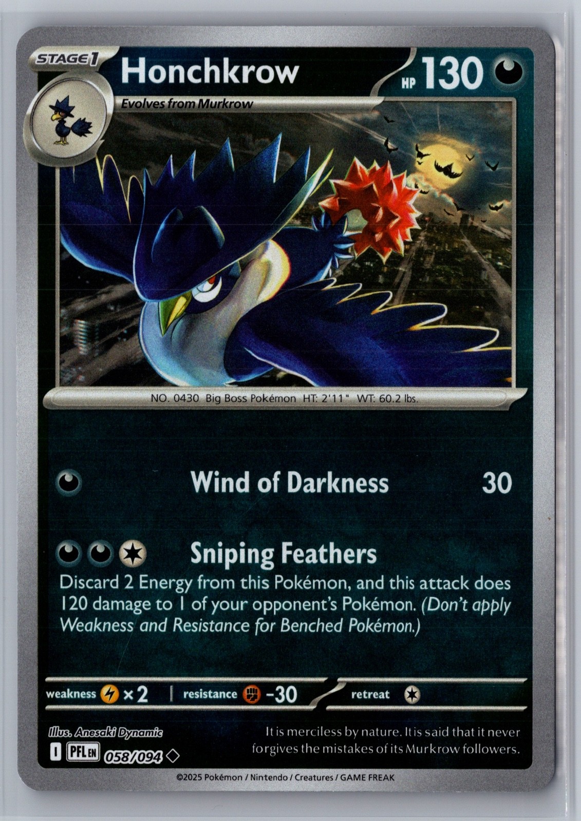 Honchkrow ME02: Phantasmal Flames #058/094 Uncommon NM