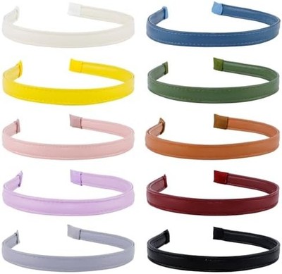10pcs Leather Headbands Women 0.6 Inch Thin Headbands White Black Blue Pink Purp