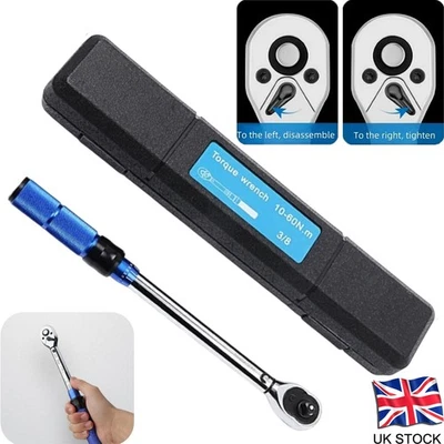 3/8" Drive 10-60Nm Calibrated Torque Wrench Adjustable Torque Wrench Ratchet UK - Image 1 of 4