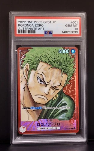 One Piece Roronoa Zoro OP01-001 Japanese Romance Dawn Alternate Alt Art PSA 10