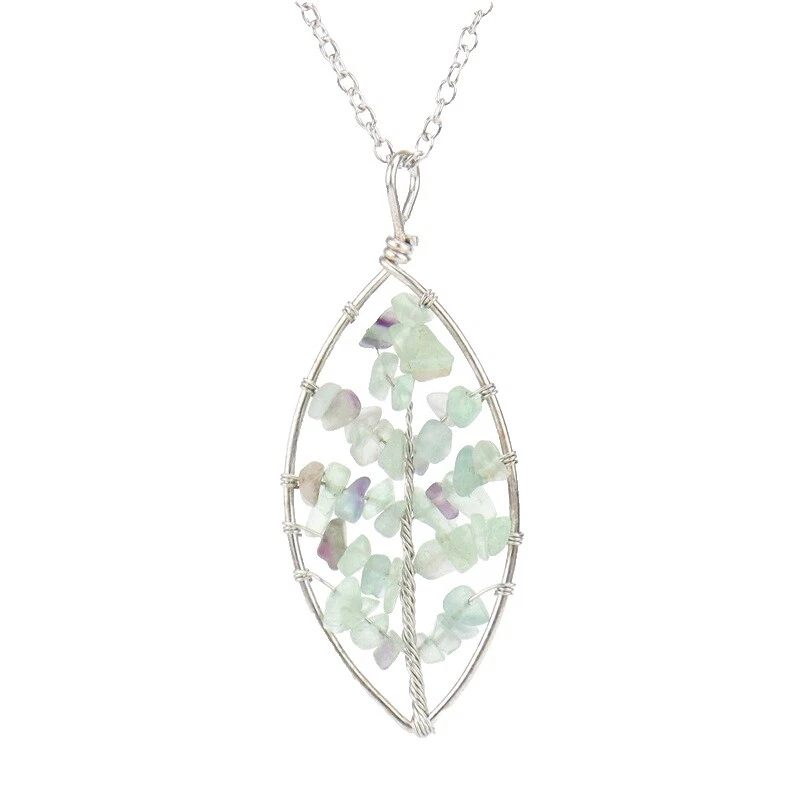 Модные ожерелья и кулоны с натуральными подвесками из флюорита