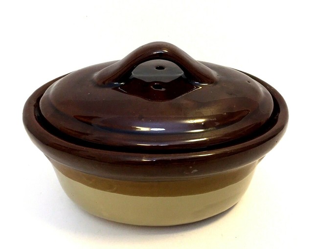 Oven Proof Oval 7" x 5" Casserole Dish Glaze Beige Brown Tan 3Toned