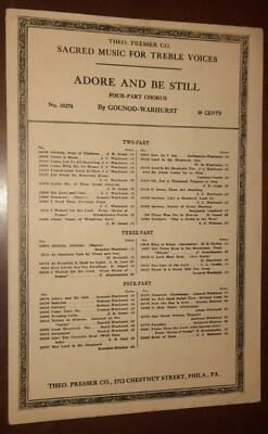 Adore and Be Still Sacred Music for Treble Voices Piano Voice SSAA Sheet Music