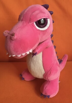 Suki Pink T-Rex Dinosaur With Big Eyes Soft Plush Toy Medium 9”