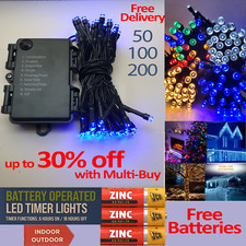 Battery Operated Fairy Lights With Timer Christmas Indoor Outdoor free Batteries