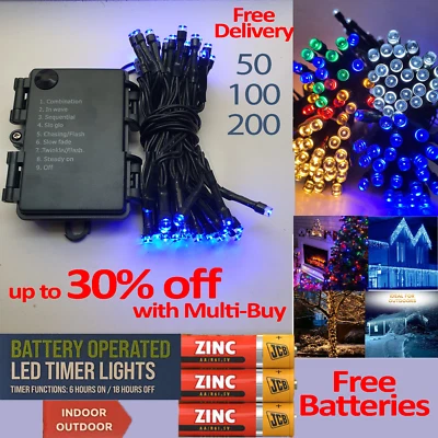 FESTIVE MAGIC Battery Operated Fairy Lights With Timer Christmas Indoor Outdoor free Batteries