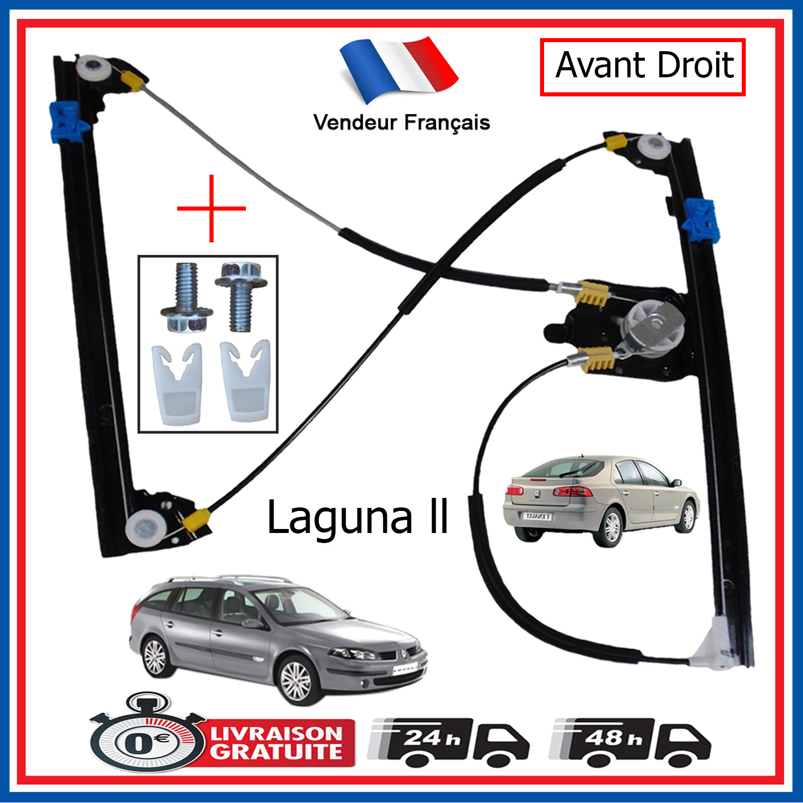 Lève-vitre avant droit Laguna 2 Estate Berline mécanisme sans moteur 8200000938