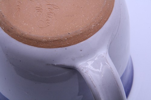 North Cole Pottery Pitcher 4.25" Blue, White - Marked Studio Pottery Sanford NC - Picture 12 of 12