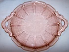Nice Old Jeanette Cherry Blossom Pink Depression Handled Serving Platter/Tray
