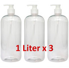 (3) 1 Liter 32 oz Refillable Pump Bottle Soap Shampoo Lotion Sanitizer, etc
