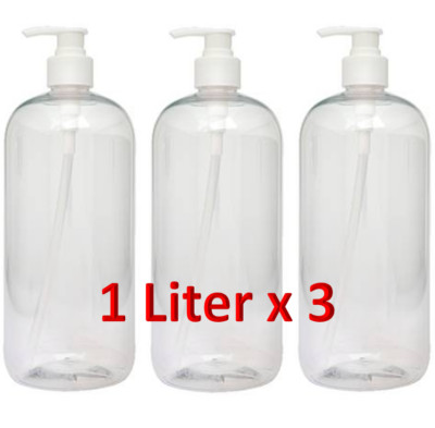 (3) 1 Liter 32 oz Refillable Pump Bottle Soap Shampoo Lotion Sanitizer, etc