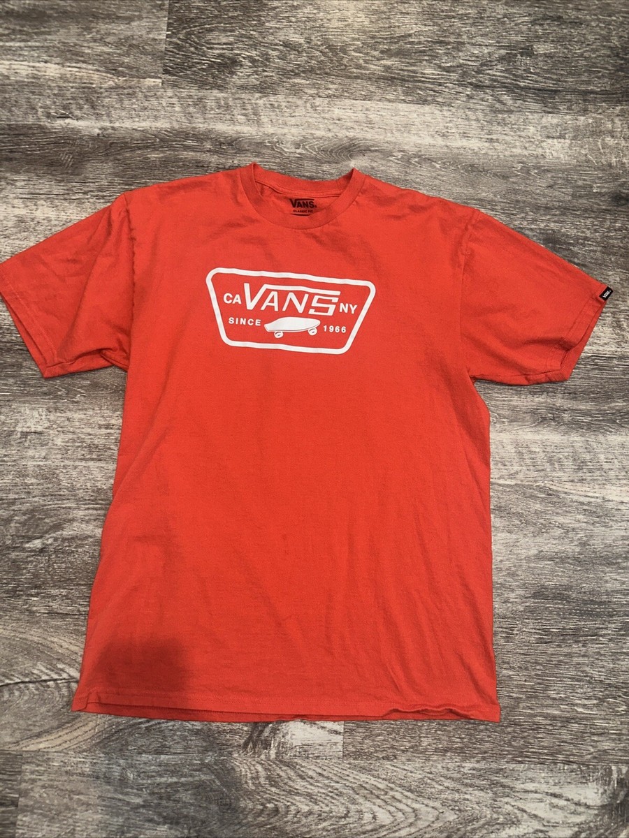 Vans Since 1966 Red Hoodie Cut Sleeves T-Shirt Mens Size L Very