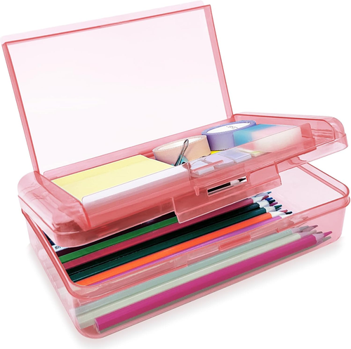 Double Layer Large Capacity Pencil Box,Plastic Translucent Pencil Box, Hard Penc
