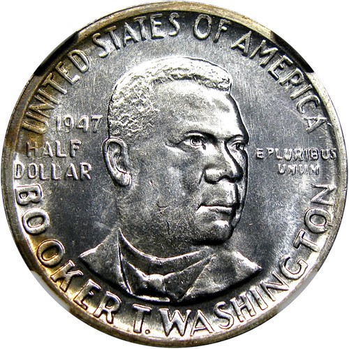1947-S 50C NGC MS64PL BTW CLASSIC COMMEM ~ SCARCE PROOFLIKE & TAB TONING! - Picture 3 of 5