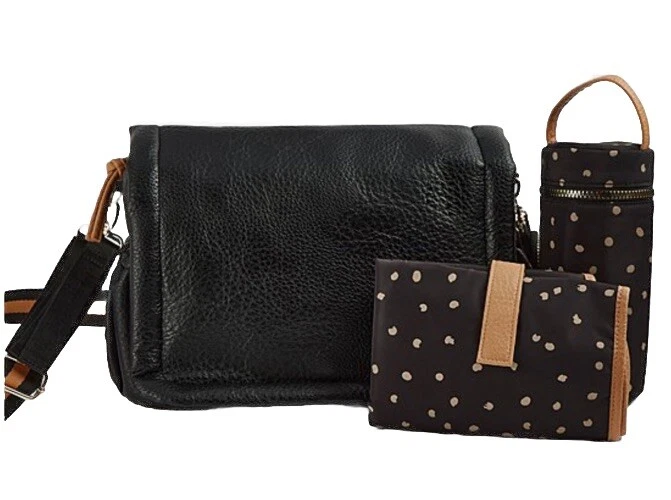 Black 3 In 1 Changing Bag ~ Purse & Bottle Holder , Changing Mat