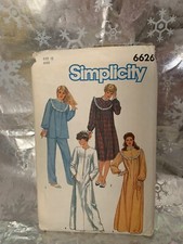   Vintage Pajamas Robe Nightgown 12 Simplicity 6626 Sewing Pattern UC