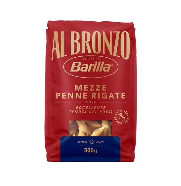 3X Barilla Pasta Al Bronzo Mezze Penne Rigate Nudel Bronzezeichnung 500G-image