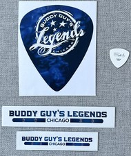 Guitar Pick Collection - 1 Buddy Guy Guitar Pick & 3 Legends Chicago Stickers