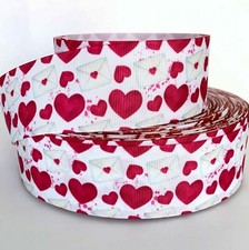 GROSGRAIN RIBBON 5/8", 7/8", 1.5", 3" Hearts Love Valentine's Day Letter Printed