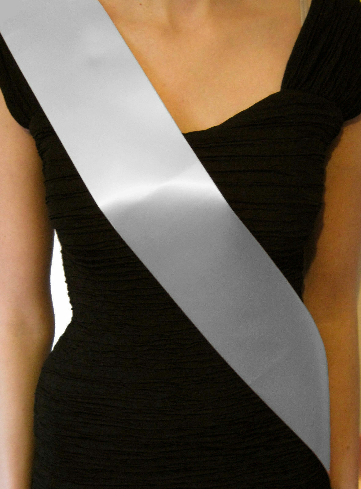 Plain Silver Sashes Blank Basic Hen Party Satin Ribbon 100mm 10cm Make Your Own