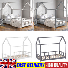 Solid Wooden Kid House Bed Frame Single Bed Treehouse Toddler Child Bedframe UK