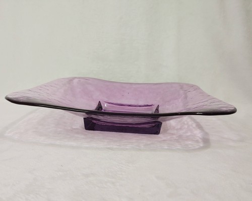 Mid Century 60er Amethyst lila Kunst Glas Schale quadratisch Servierständer 12 Zoll - Bild 2 von 10