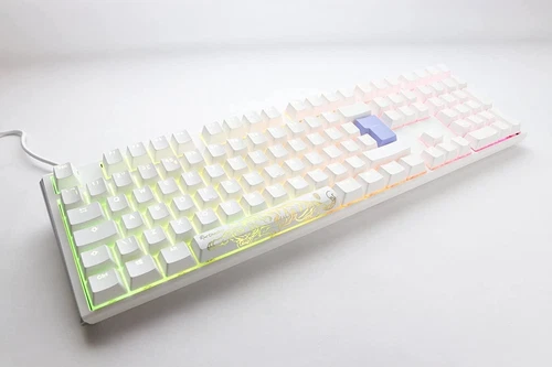Ducky One3 Pure White Full Size RGB Speed Silver Cherry MX Switch Keyboard - UK 