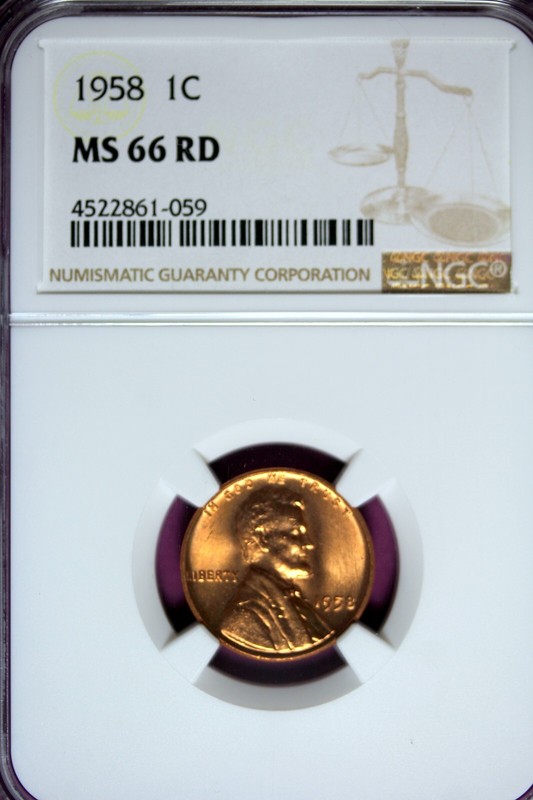 1958 - NGC MS66RD LINCOLN CENT! #B43800