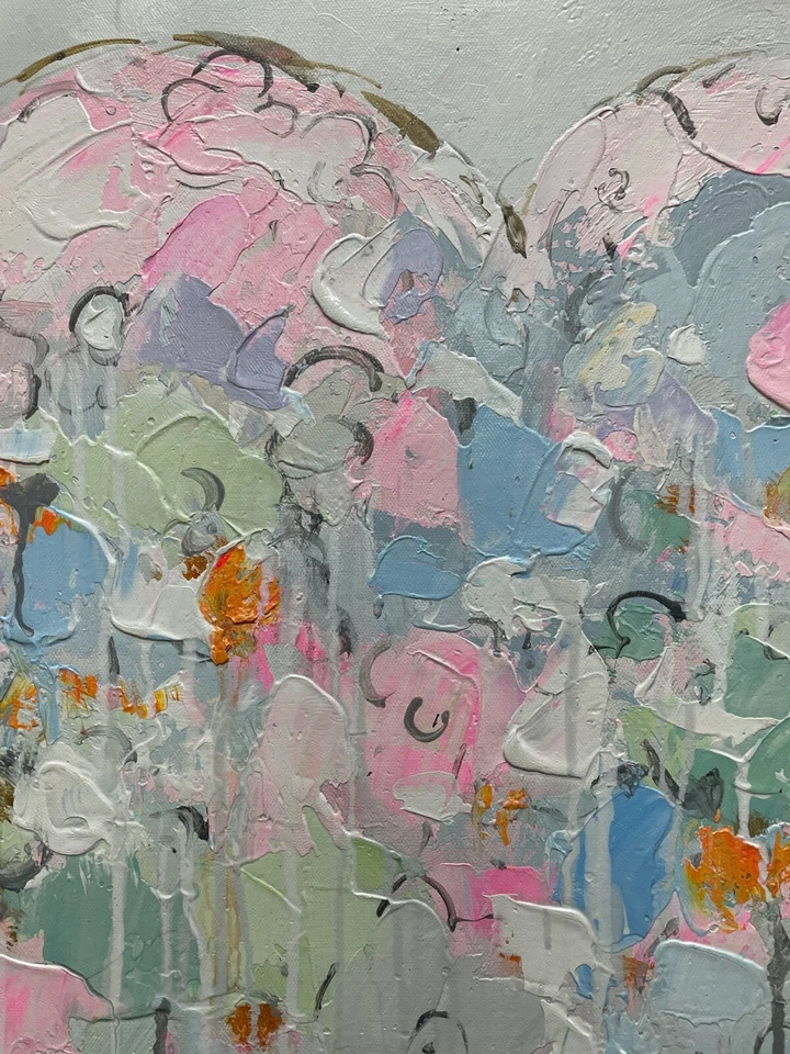 Hungryartist - Pintura al óleo original de corazón abstracto sobre lienzo enmarcado 24x36 Foto 4 de 4