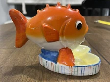Vintage Ceramic Fish Pencil or Makeup Brush Holder/Organizer Made in Japan EUC