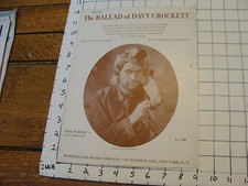 1954 sheet music: THE BALLAD OF DAVY CROCKETT, Fess Parker, Disney Production