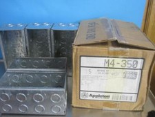BOX OF 5 NEW APPLETON CONCENTRIC CONDUIT 3-1/2" DEEP MASONRY M4-350 4 GANG BOX