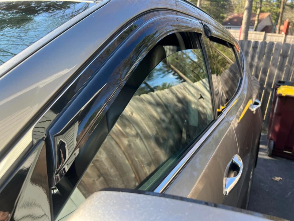 Protectores de lluvia contra humo AVS viseras de ventilación 3M cinta adhesiva para Hyundai Santa Fe SUV 2013-2018 Foto 3 de 4