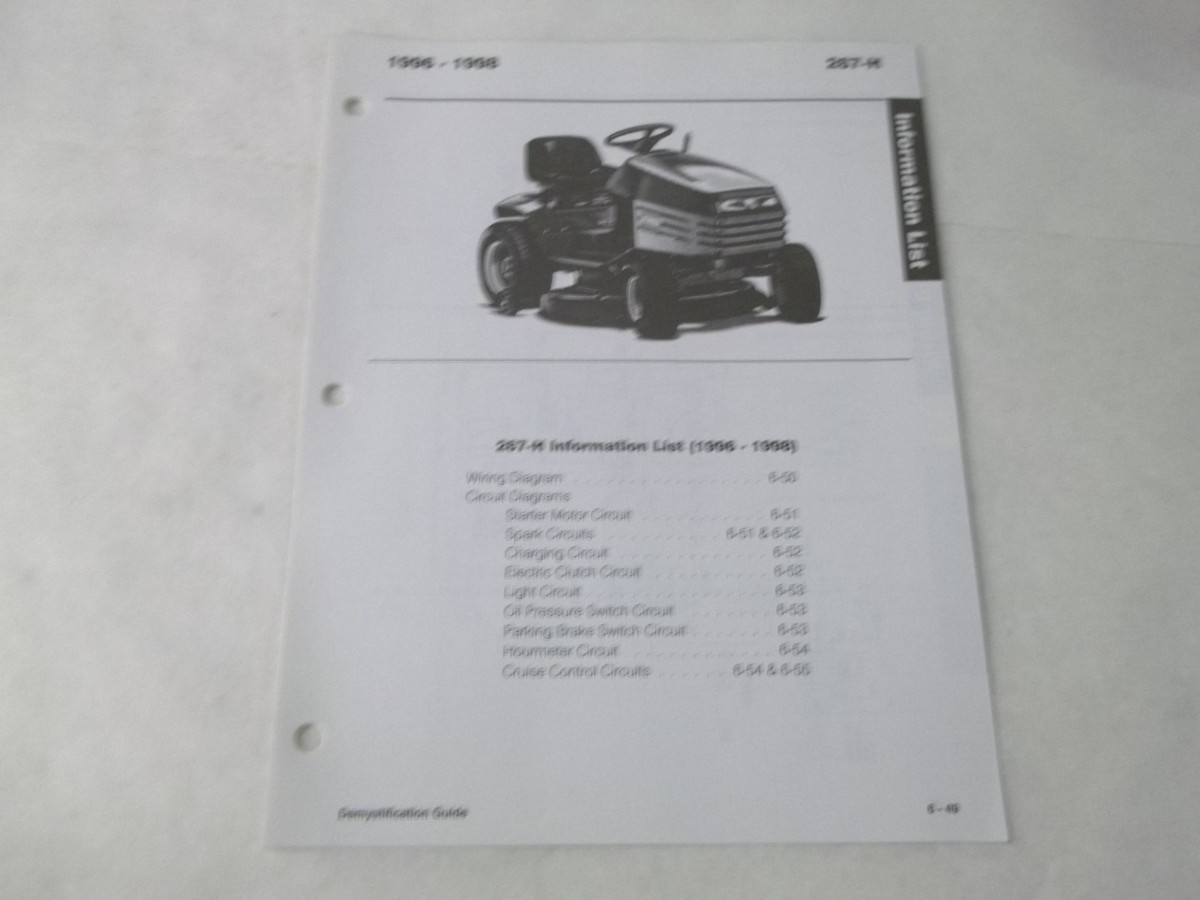 Toro 267-H 1996-1998 Information List wiring diagram | eBay