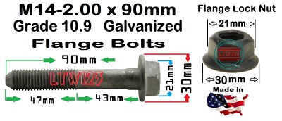 (1set) Flange Bolt w/Nut M14-2.00x90mm GM-Ford Shock Bolts