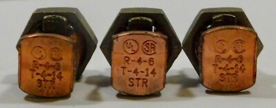 Lot of 3 Each Burndy Split Bolt Connector and Clip R-4-6 T-4-14 STR N-4 #3S0L