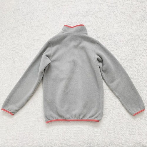 Patagonia Girls' Lightweight Synchilla Fleece Snap-T Pullover, Grey / Pink - Picture 2 of 4