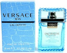 Versace Man Cologne Blue Men Perfume Eau Fraiche Mini Travel EDT 0.17 oz 5 ml
