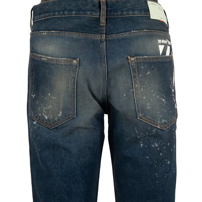 OFF-WHITE Virgil Abloh Destroyed Vintage Paint Slim Jeans Pants