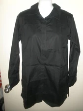 #1264 Misses shirt 0 Chico's S M Black Button Down Hidden Button No Iron