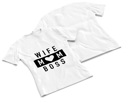 T-Shirt - Damen - Wife Mom Boss - Ehefrau Mama Chefin - 100% Baumwolle