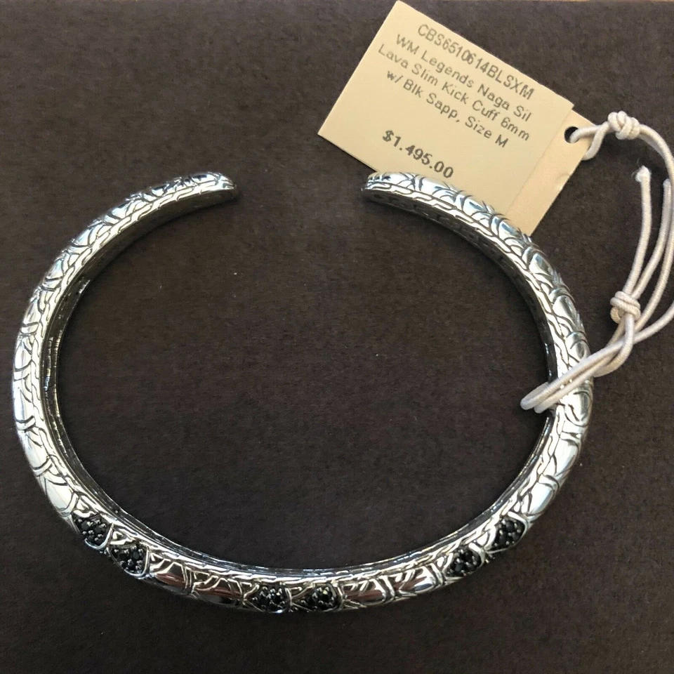 NUEVO CON ETIQUETAS JOHN HARDY Legends Naga Pulsera Brazalete Zafiro Negro Plata Esterlina $1,495 Foto 4 de 4