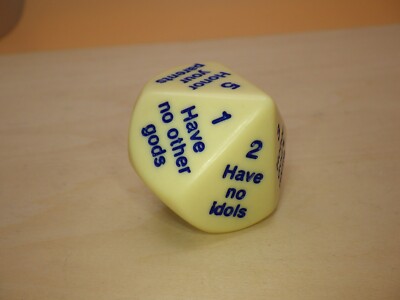 Ten 10 Commandments D10 Die 29mm With Blue Random Roll Decision Making