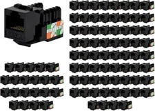 Logico KJ6224 8P8C Keystone Jack Cat6 Black Network Ethernet 110 Punchdown 100pc