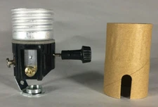 New 3-Terminal Turn Knob Lamp Socket Interior w/ 1/8F Hickey & Paper Insulator