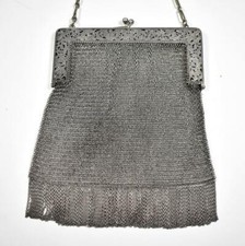 Vintage 800 Silver Mesh Ladies Handbag Purse